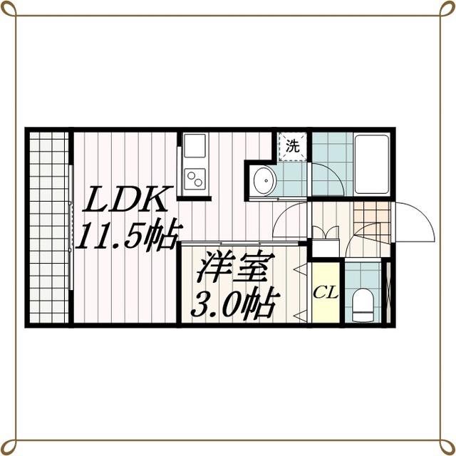 ヘルデンフィールズII(1LDK/2階)の間取り写真