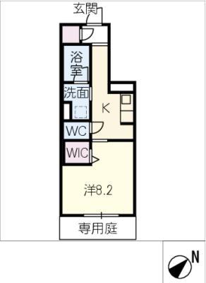 クオリスタ岡崎(1K/1階)の間取り写真