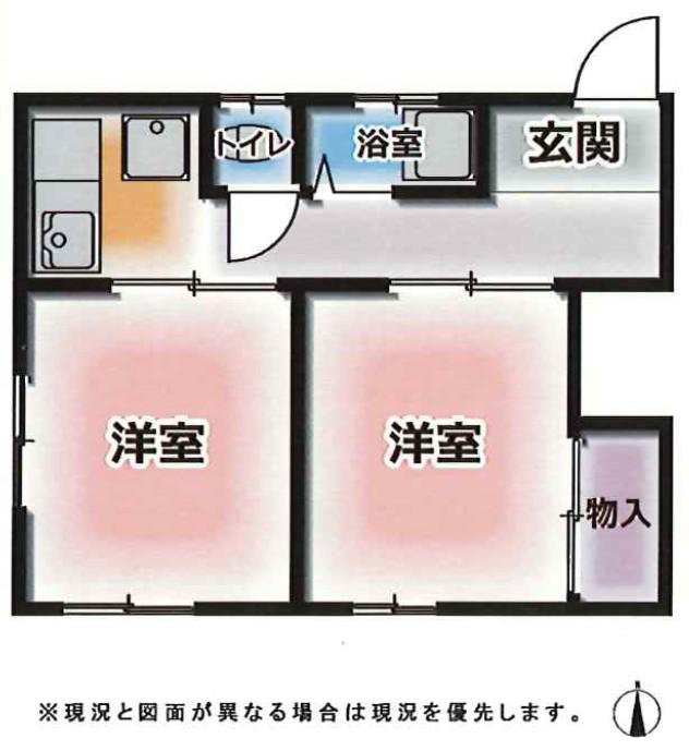 西上橘マンション1(2K/3階)の間取り写真