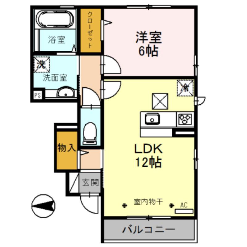 シェルフルール(1LDK/1階)の間取り写真