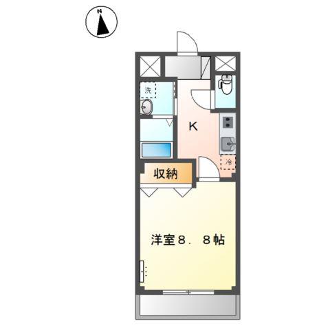 イーストサイド長良(1K/2階)の間取り写真