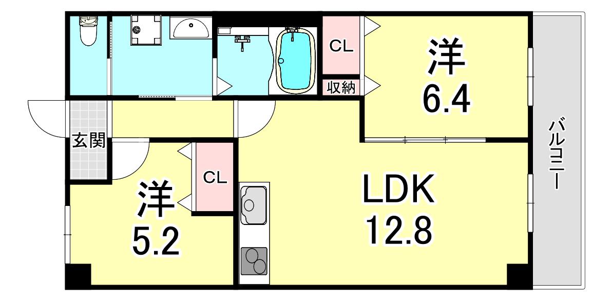 アメニティコート明舞(2LDK/2階)の間取り写真