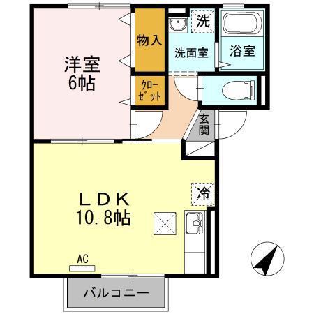 フロレスタ・F(1LDK/1階)の間取り写真