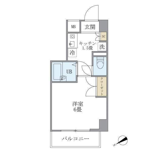 KDXレジデンス横浜関内(1K/5階)の間取り写真