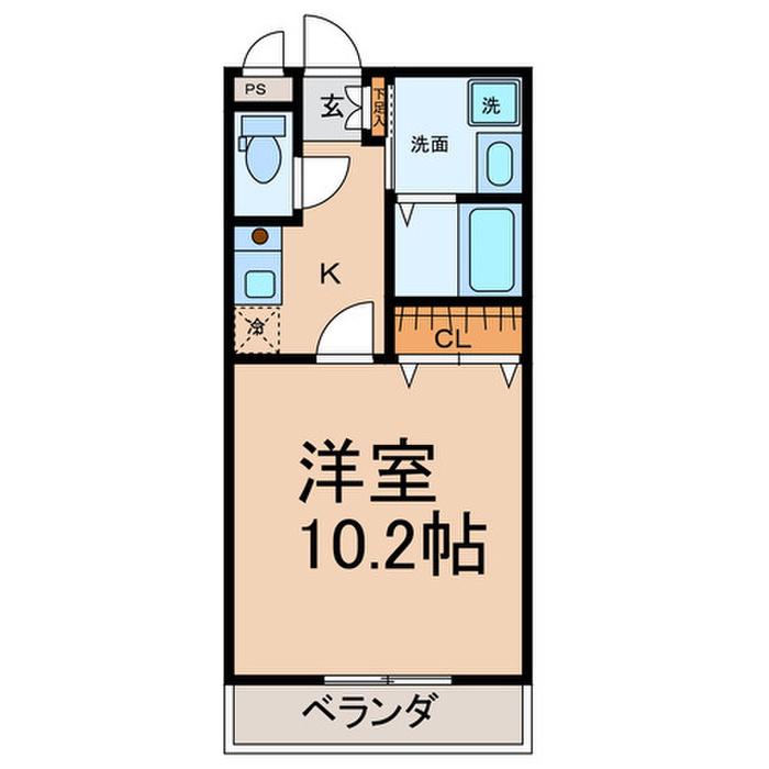 ヒルズ緑丘(1K/1階)の間取り写真