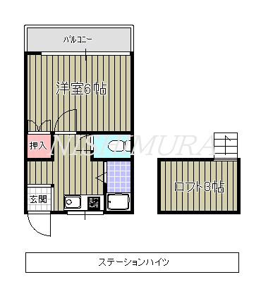 ステーションハイツ(1K/2階)の間取り写真