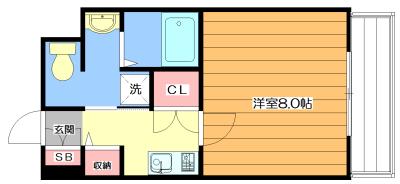 ヒルサイドハウス源(1K/1階)の間取り写真