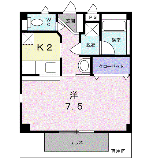 メゾンフリーデ(1K/1階)の間取り写真