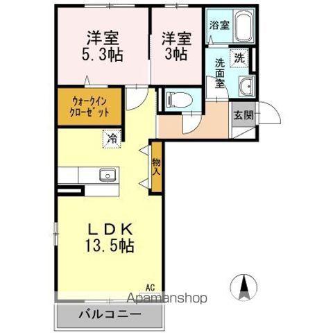 D-ROOM平尾山荘通(2LDK/3階)の間取り写真