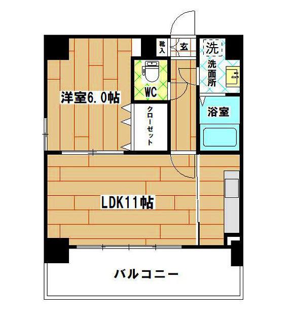 ノースステイツ片野(1LDK/9階)の間取り写真