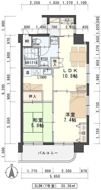 SENDAI忠恕館(2LDK/5階)の間取り写真
