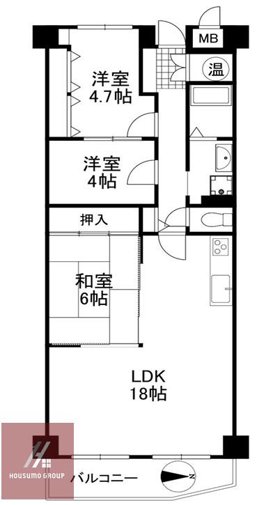 シャルム千里丘(3LDK/5階)の間取り写真