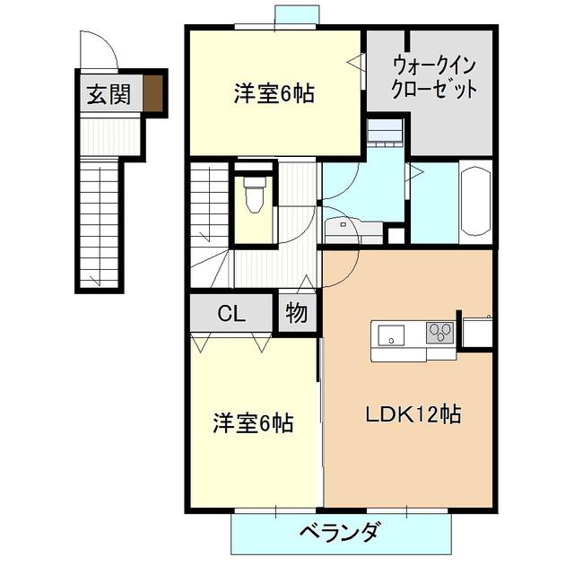 アモールV(2LDK/2階)の間取り写真