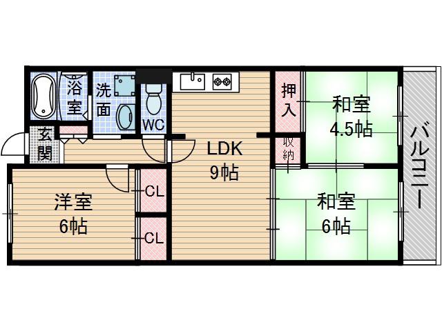 吉田マンション東雲パート2(3LDK/2階)の間取り写真