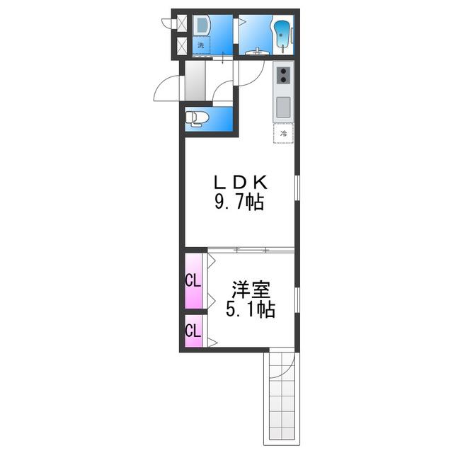 CHARME PARKSIDE I(1LDK/2階)の間取り写真