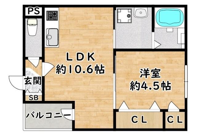 F ASECIA EMIL(1LDK/1階)の間取り写真