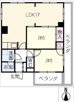 フォレスト岐阜(2LDK/3階)の間取り写真