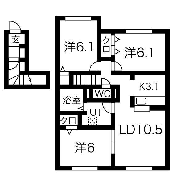 アリビオ西町(3LDK/2階)の間取り写真