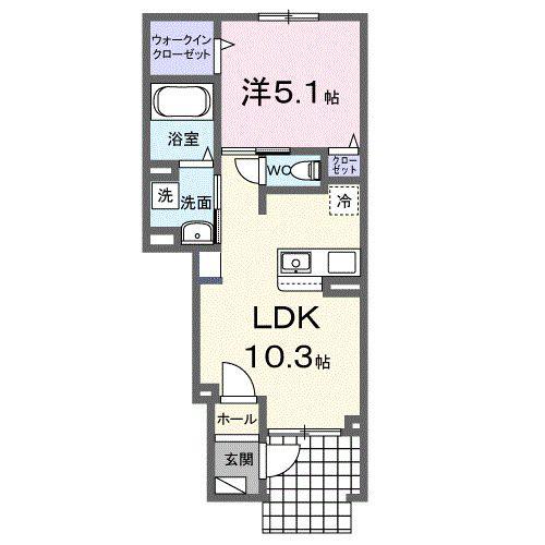 ブリッサ砂川S I(1LDK/1階)の間取り写真