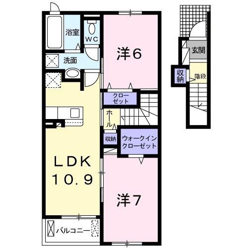 フォルトゥーナIV(2LDK/2階)の間取り写真