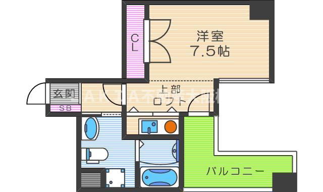 W.O.B FUKUSIMA(1K/9階)の間取り写真