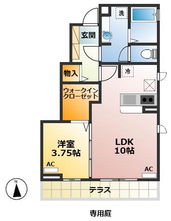 サンセール(1LDK/1階)の間取り写真