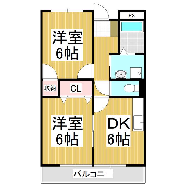 ファミリーコーポ(2DK/1階)の間取り写真