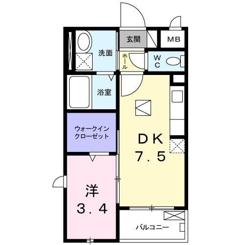 ブリーゼ(1DK/1階)の間取り写真