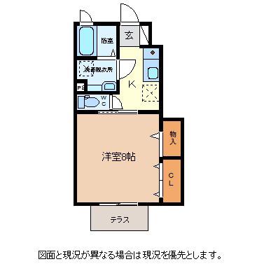 オジェ西八日町A棟(1K/1階)の間取り写真