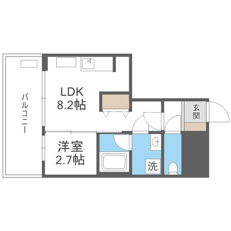 エル・セレーノ新大阪北(1LDK/2階)の間取り写真