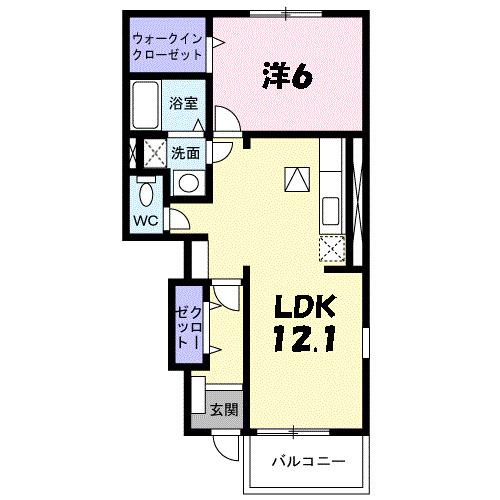 グリーン・エコーI(1LDK/1階)の間取り写真