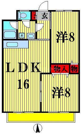 ブルーヒルズ(2LDK/1階)の間取り写真