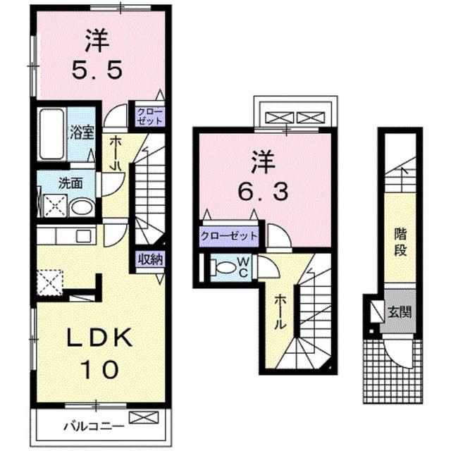 コンチェルトB(2LDK/2階)の間取り写真