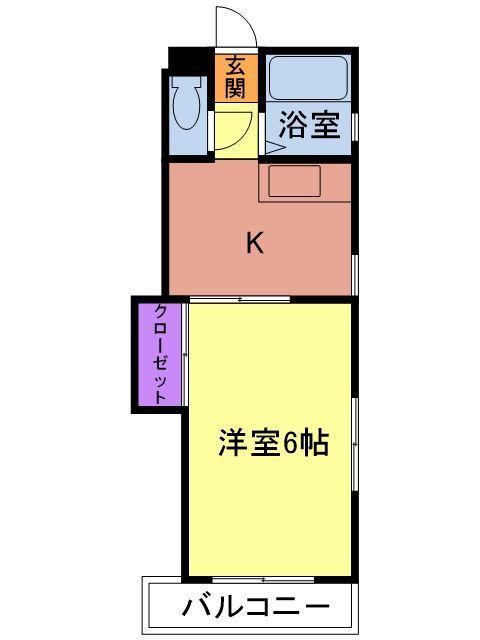 KOUDAI高取(1DK/2階)の間取り写真