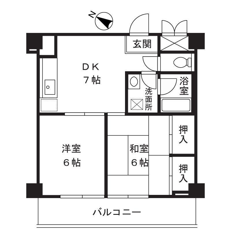 グレイス中村(2DK/2階)の間取り写真