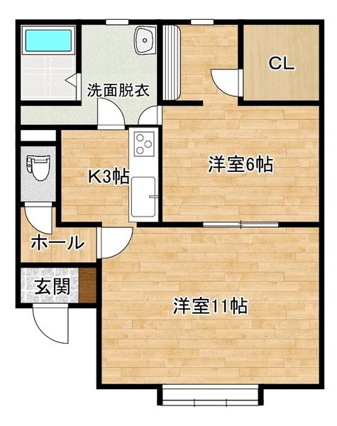 PETIE・ROYAL(1LDK/2階)の間取り写真