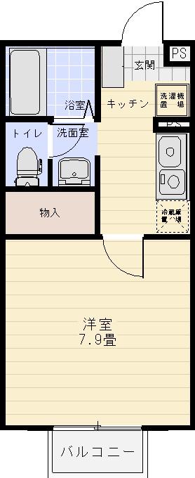 ハイム勝平(1K/1階)の間取り写真