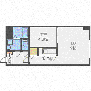 E-ONE(1LDK/6階)の間取り写真