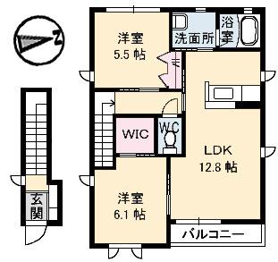 アークK A棟(2LDK/2階)の間取り写真