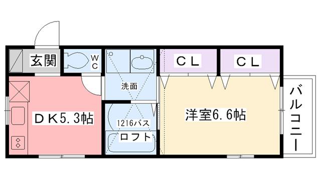 エルフローラ津門(1DK/2階)の間取り写真