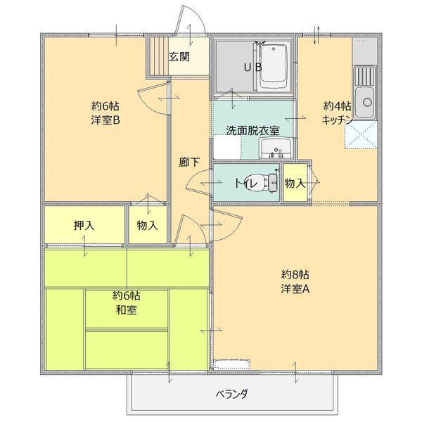 ルミエール(3DK/2階)の間取り写真