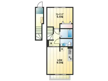 下北沢テラス(1LDK/2階)の間取り写真