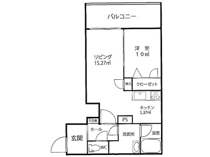 BELLMAISON BANDAI(1LDK/3階)の間取り写真