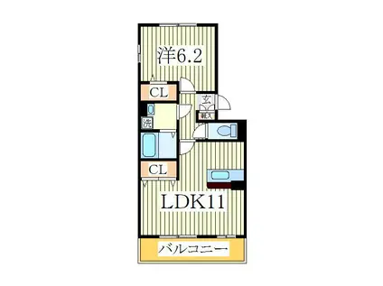 フェリーチェ ヴィータA(1LDK/3階)の間取り写真