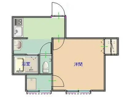 ヒバリハウス(1K/1階)の間取り写真