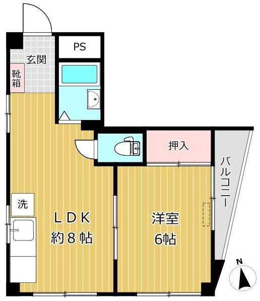 鐘ヶ淵コーポ(1LDK/3階)の間取り写真