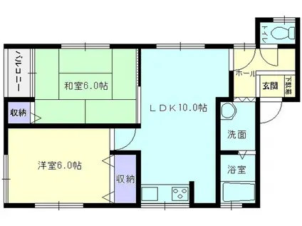 ロイヤルハイツ壱番館(2LDK/2階)の間取り写真