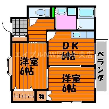 コーポ雅(2DK/2階)の間取り写真