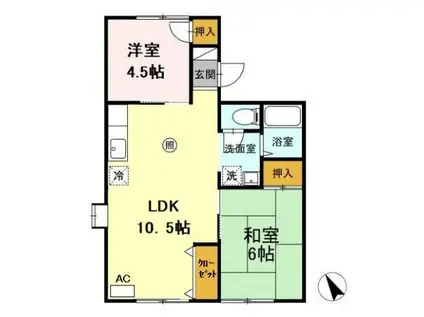冬築タウン(2LDK/1階)の間取り写真
