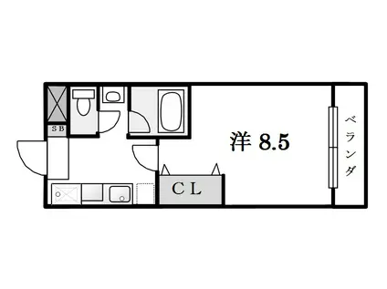 スカイマンション(1DK/2階)の間取り写真